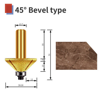 45° Bevel Router Bit Diamond Vaccum Brazed CNC engraving marble stone granite